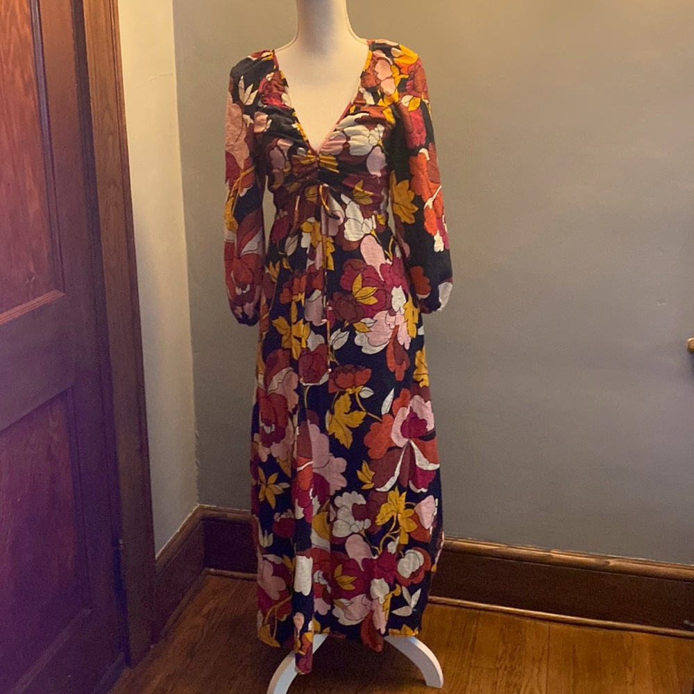 Anthropologie Maeve retro floral print dress